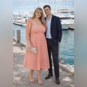 NWT 52, Seven Coral Pink flutter sleeves dress size 22W 🌸🪻🌹C